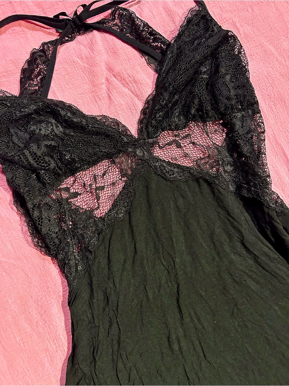 ‘Avidlove’ Little Black Slip Dress - Open Back with Lace Details